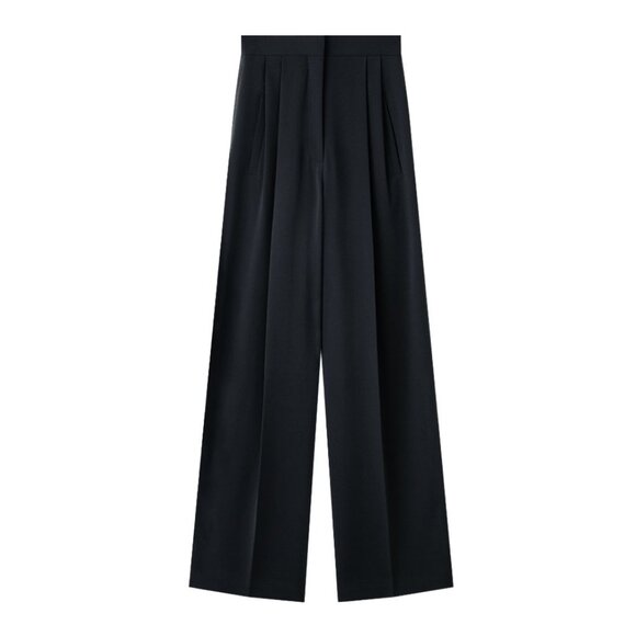 CHICJOC High-Waisted Tapered Wide-Leg Pants 28" / Size 34 / Black - Picture 1 of 9